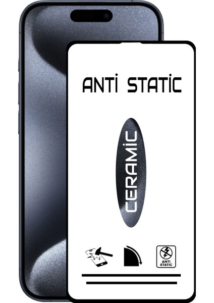 Case World Apple iPhone 15 Pro Tam Kaplayan Anti Statik Kırılmayan Seramik Nano Esnek Ekran Koruyucu Cam