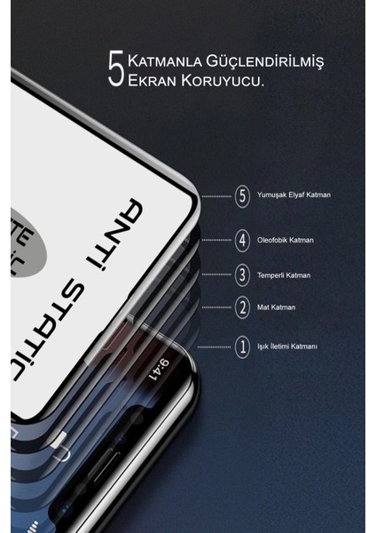 Apple iPhone 15 Tam Kaplayan Anti Statik Kırılmayan Mat Seramik Nano Esnek Ekran Koruyucu Cam