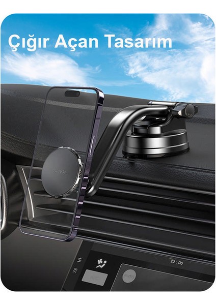 Yesido C159 2in1 Izgara Klipsli ve Yapışkanlı 360 Derece Ayarlanabilir Manyetik Magsafe Araç Tutucu - Siyah