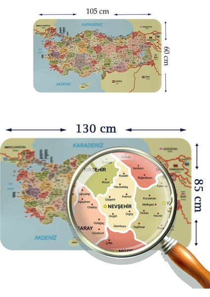 Eğitici Öğretici Dünya ve Türkiye Haritası Çocuk Odası Duvar Sticker 3890