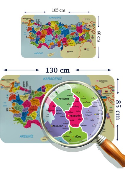 Eğitici ve Öğretici Dünya ve Türkiye Haritası Çocuk Odası Duvar Sticker 3882