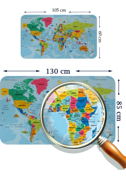 Eğitici ve Öğretici Dünya ve Türkiye Haritası Çocuk Odası Duvar Sticker 3882