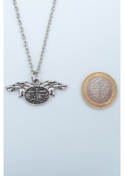 2'li Kam Davulu Şaman Davulu Kurt Gümüş Kaplama Unisex Düz Zincir Kolye Seti kod 1093 modelleri