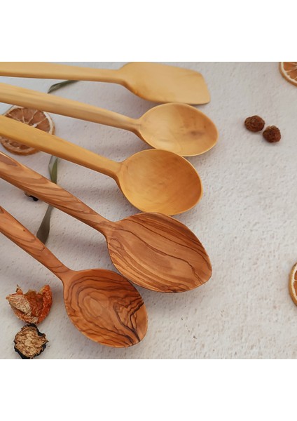 Ahşap Tahta Servis, Sunum Kaşığı ve Spatula Seti - El Yapımı
