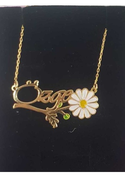 Kişiye Özel Özge Yazılı Papatya Isim Kolye 925 Ayar Gümüş Sarı Renk fırsatları