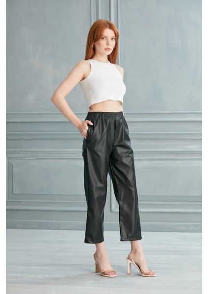 Siyah Deri Pantolon modelleri