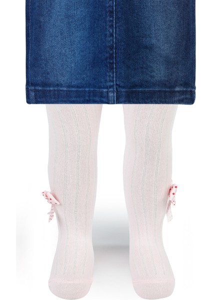 Kız Bebek Külotlu Çorap 0-12 Ay Pembe %77 Pamuklu Şık Desenli