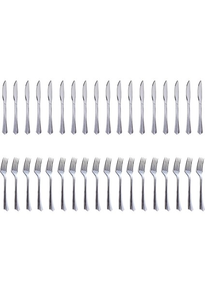 36 Parça Metal Görünümlü Plastik Çatal Bıçak Set
