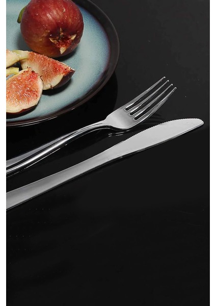 36 Parça Metal Görünümlü Plastik Çatal Bıçak Set