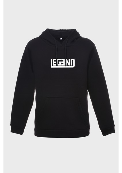 Legend Minimal Baskılı Kapüşonlu Üç Iplik Sweatshırt Hoodıe