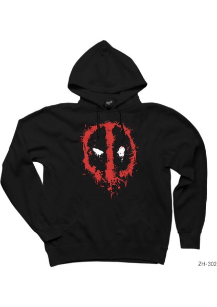 Deadpool Splash Siyah Kapşonlu Sweatshirt Hoodie