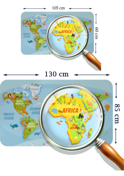 Eğitici Dünya Haritası Dünya Atlası Çocuk ve Bebek Odası Duvar STICKER-3778