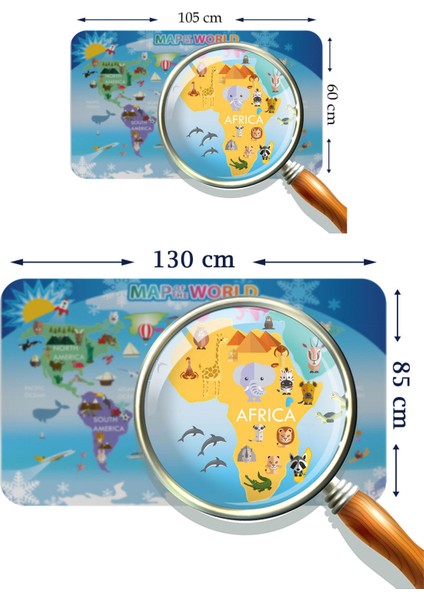 Eğitici Dünya Haritası Dünya Atlası Çocuk ve Bebek Odası Duvar STICKER-3779