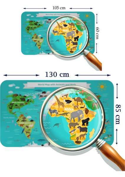HSD Telekom Eğitici Dünya Haritası Dünya Atlası Çocuk ve Bebek Odası Duvar STICKER-3780