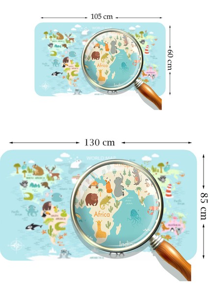 Eğitici Dünya Haritası Dünya Atlası Çocuk ve Bebek Odası Duvar STICKER-3782