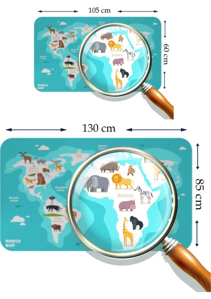 Eğitici Dünya Haritası Dünya Atlası Çocuk ve Bebek Odası Duvar STICKER-3785