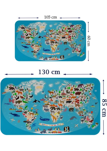 Eğitici Dünya Haritası Dünya Atlası Çocuk ve Bebek Odası Duvar STICKER-3787