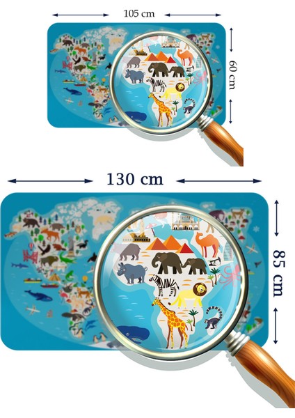 Eğitici Dünya Haritası Dünya Atlası Çocuk ve Bebek Odası Duvar STICKER-3787