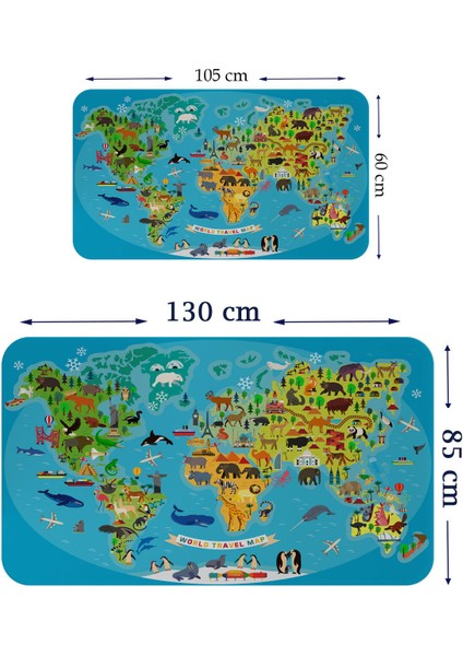 Eğitici Dünya Haritası Dünya Atlası Çocuk ve Bebek Odası Duvar STICKER-3788