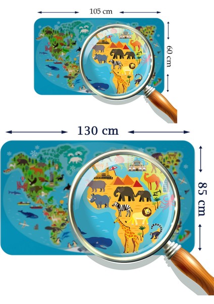 Eğitici Dünya Haritası Dünya Atlası Çocuk ve Bebek Odası Duvar STICKER-3788