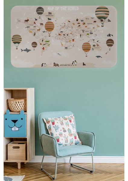 Eğitici Dünya Haritası Dünya Atlası Çocuk ve Bebek Odası Duvar Sticker 3792