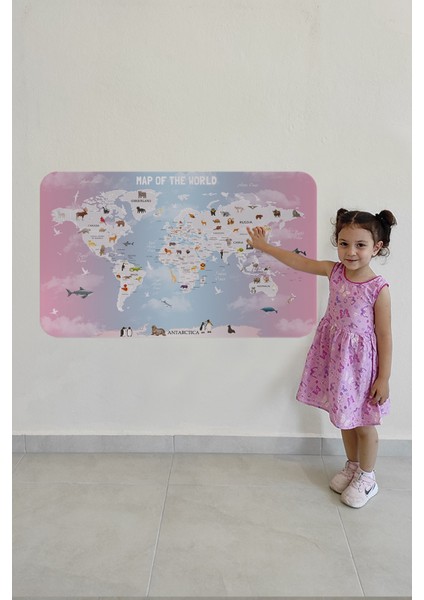 Eğitici Dünya Haritası Dünya Atlası Çocuk ve Bebek Odası Duvar STICKER 3801