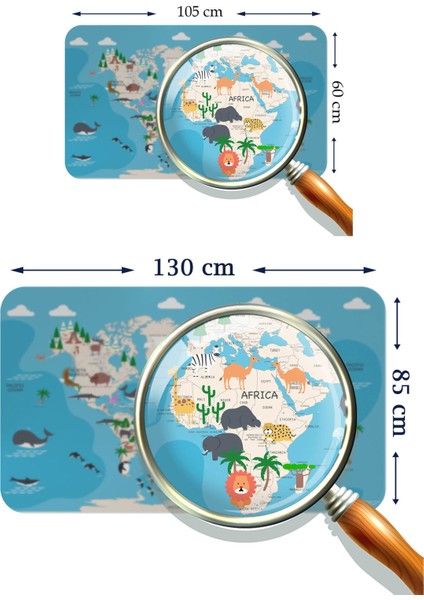 HSD Telekom Eğitici Dünya Haritası Dünya Atlası Çocuk ve Bebek Odası Duvar STICKER 3802