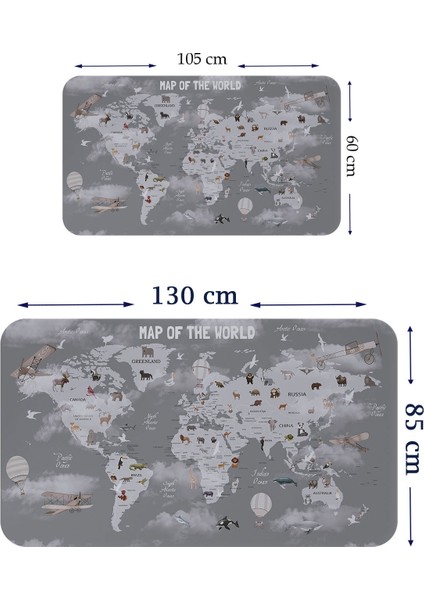 Eğitici Dünya Haritası Dünya Atlası Çocuk ve Bebek Odası Duvar STICKER 3811