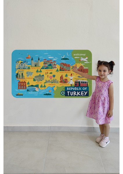 Eğitici ve Öğretici Dekoratif Cocuk Odası Türkiye Haritası Duvar Sticker 3871