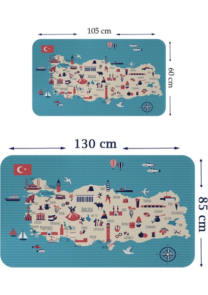 Eğitici ve Öğretici Dekoratif Cocuk Odası Türkiye Haritası Duvar Sticker 3874 modelleri