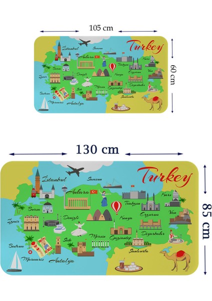 HSD Telekom Eğitici ve Öğretici Dekoratif Cocuk Odası Türkiye Haritası Duvar Sticker 3876