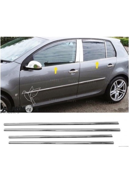 Alminox Oto Vw Golf 5 Krom Cam Çıtası 4 Prç. 2004-2009 P. Çelik