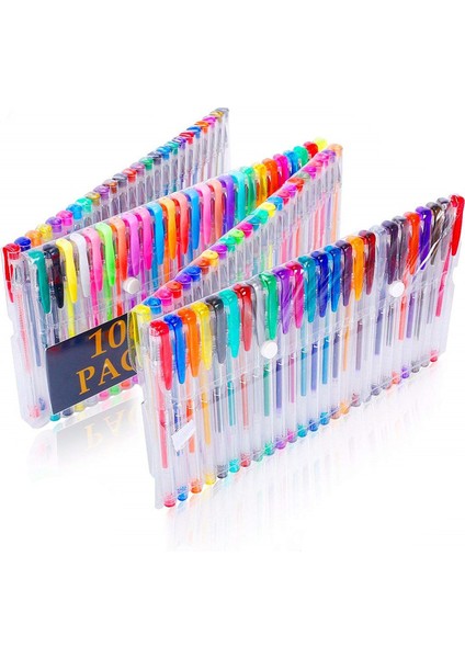 100 Parça Glitter Jel Kalemler Yetişkin Boyama Kitapları Çizim Doodling Sanat Belirteçleri Için Set (Yurt Dışından)