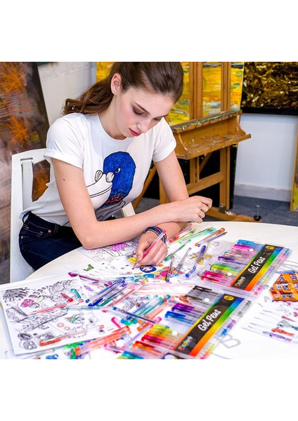 100 Parça Glitter Jel Kalemler Yetişkin Boyama Kitapları Çizim Doodling Sanat Belirteçleri Için Set (Yurt Dışından) fırsatları