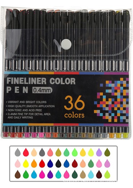 36 Renkler 0.4mm Fineliner Fine Point Kalem Seti Çizim Kalemleri Günlük Yazma Not Alma Takvim Gündemi Yetişkin Boyama (Yurt Dışından)