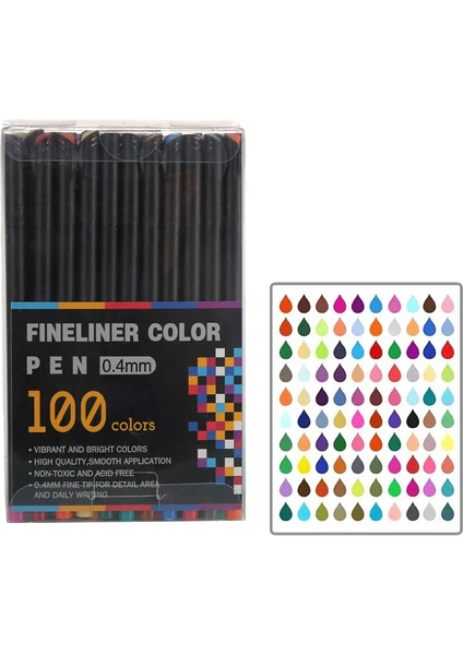 100 Renkler 0.4mm Fineliner Fine Point Kalem Seti Çizim Kalemleri Günlük Yazma Not Alma Takvim Gündemi Yetişkin Boyama (Yurt Dışından)