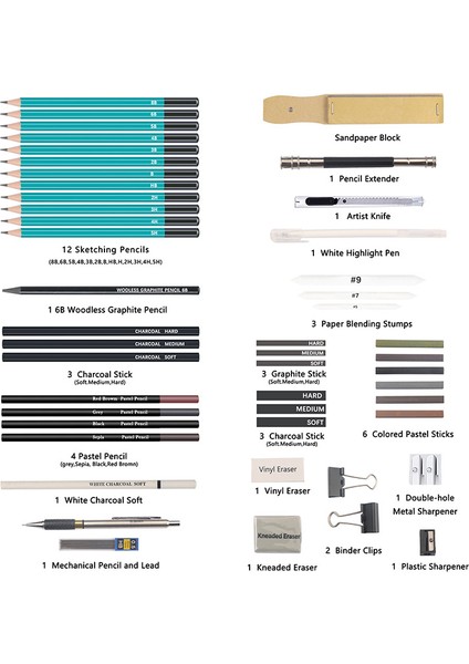50 Parça Kalour Eskiz Kalem Seti 3 Renkli Eskiz Defteri Sanat Çizim Malzemeleri Sanatçı Yetişkinler Için Başlangıç Çocuklar (Yurt Dışından)