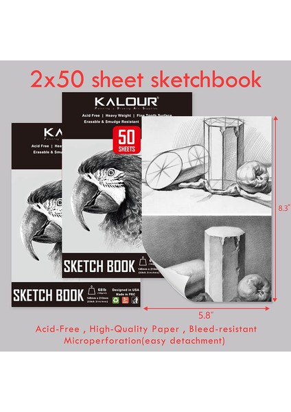 Yetişkinler Başlangıç Çocuklar Için 2 Sketchbook Sanat Çizim Malzemeleri ile 52 Parça Kalour Eskiz Kalem Seti (Yurt Dışından)