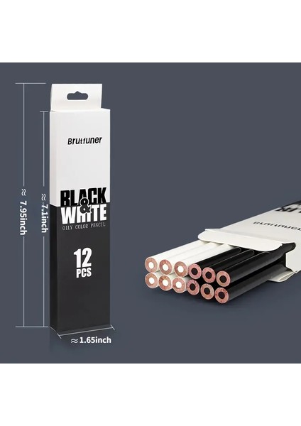 Brutfuner 12 Parça Siyah Beyaz Eskiz Kömür Kalem Eskiz Çizimi Için Vurgulama Standart Kalem (Yurt Dışından)