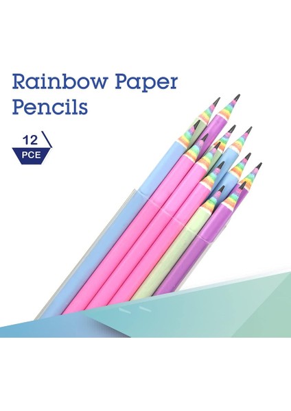 Okul ve Ofis Malzemeleri Için 12 Parça Ahşap Plastik Gökkuşağı Geri Dönüşümlü Kağıt Hb Kalemler (Yurt Dışından)