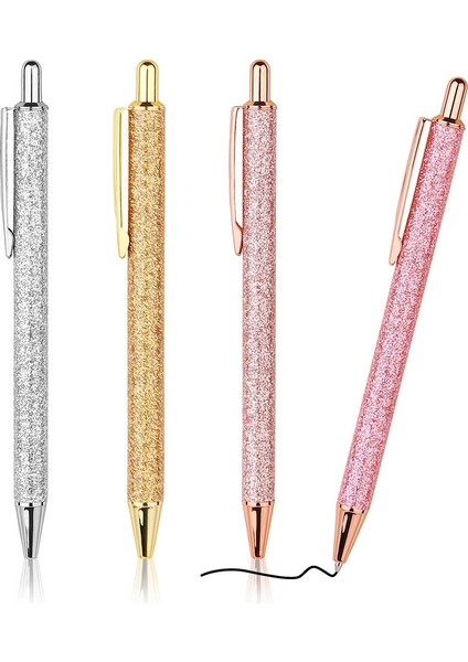 4 Parça Metal Geri Çekilebilir Günlük Tükenmez Kalemler Siyah Mürekkep 1.0 mm Kadınlar Için Okul Malzemeleri (Yurt Dışından)