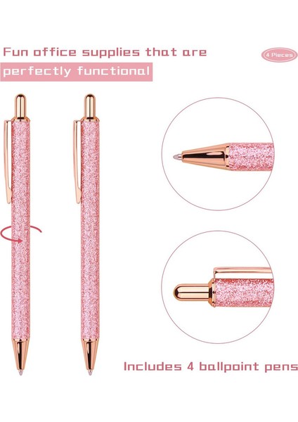 4 Parça Metal Geri Çekilebilir Günlük Tükenmez Kalemler Siyah Mürekkep 1.0 mm Kadınlar Için Okul Malzemeleri (Yurt Dışından) fiyatları