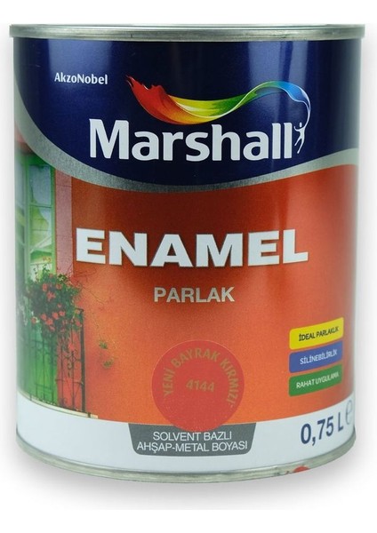 Enamel Parlak Ahşap Metal Boyası Bayrak Kırmızı 0,75 L