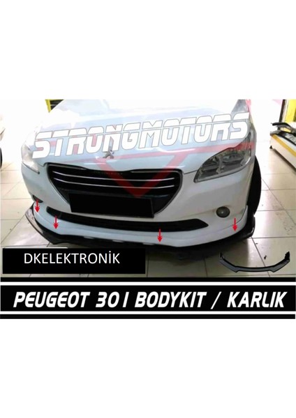 Dkelektronik Peugeut 301UYUMLU Ön Tampon Eki Bodykit Karlık Lip 123PİONABLACK fiyatları