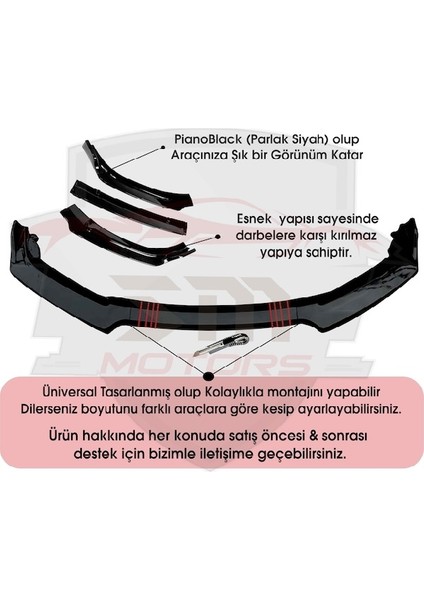 Dkelektronik Citroen C4 Ön Karlık Bodykit 3 Parça Lip Piano Black