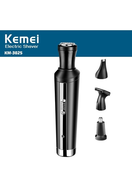 Kemei Tıraş Makinesi KM-3025 Tıraş Makinesi Dördü Bir Arada Değiştirilebilir Bıçak Başlığı (Yurt Dışından)