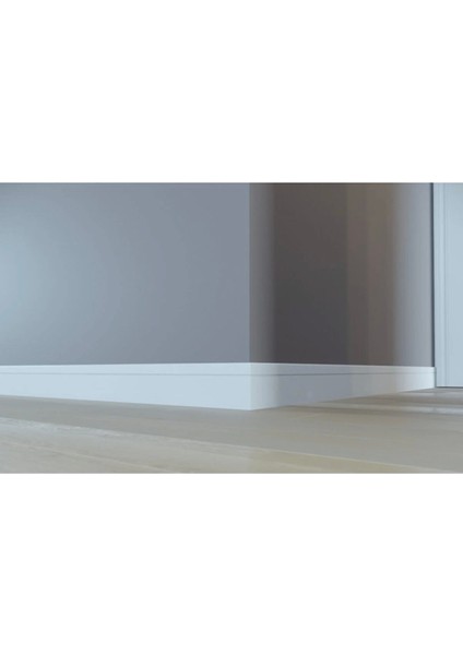 By Istanbul Lake Pvc Kaplama Saten Beyaz 10 cm Parke Süpürgelik 10 Adet 25MT K1-25MT