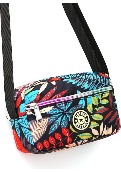 Fermuarlı Kese ile Kadınlar Için Moda Deseni Baskılı Omuz Çantası Naylon Crossbody Çanta (Yurt Dışından)