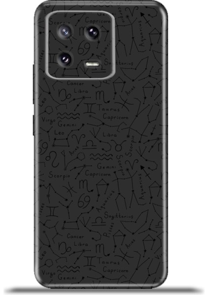 Xiaomi Mi 13 Kılıf Esnek Silikon Kamera Koruma 4K Desenli Özel Tasarım - Black Zodiac Signs