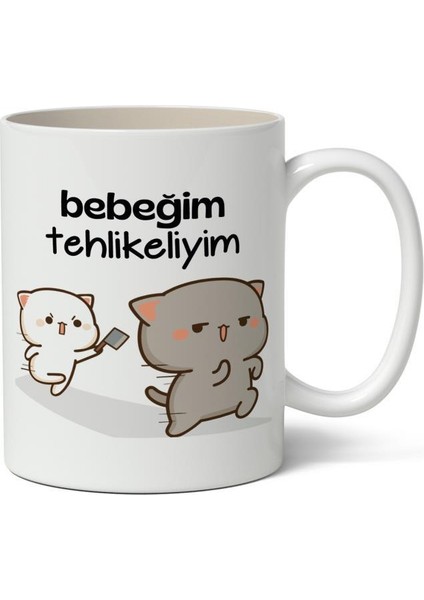 Bebeğim Tehlikeliyim Tasarımlı Kupa Bardak Baskılı Kahve Kupa Bardak